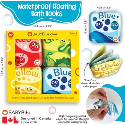 Floating Baby Bath Books for Baby. Kids Learning Bath Toys. Waterproof Bathtime Toys for Toddlers. Kids Educational Infant Bath Toys. (Set of 4: Color Recognition Bath Books)