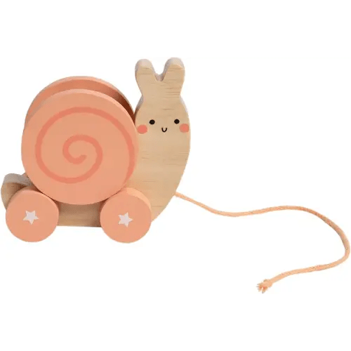 Pearhead Montessori Snail Pull Toy, Pull Along Wooden Toy, Early Development Push and Pull String Toy, Motor Skill Toy for Toddlers Ages 1+ Year