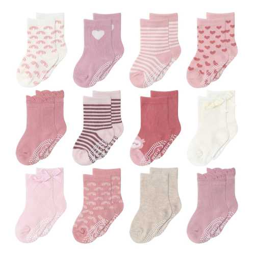 Blush/Mauve Organic Baby Girl Socks, 12-Pack – The Peanutshell