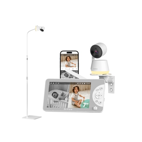 2K Baby Monitor with Floor Stand & Camera, 7" Screen, WiFi & Non-WiFi – Dr.Care LumiView Max SBM009