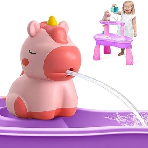 weirtoya Water Table Pump for Toddlers, Unicorn Toys Battery Powered Pump for Water Table Cordless Work Splash Toys Kids Toddler Summer Outddor Toys