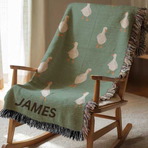 Custom Goose Baby Blanket Personalized Heirloom Baby Blanket Newborn Name Blanket Gift for New Mom Custom Farm Babyshower Gift New Parents
