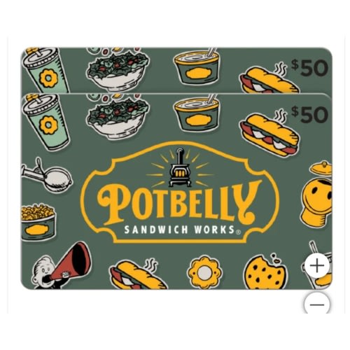 Potbelly Sandwich Works Two Restaurant $50 eGift Cards ($100 Value)