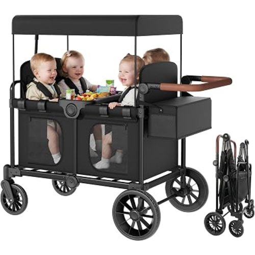 Babytronic 4 Seater Wagon Stroller, Foldable with All-Terrain Wheels
