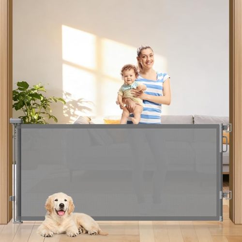 Retractable Baby Gate - Grey
