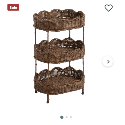 Daisy Oval Seagrass Scalloped 3 Tier Storage Tower - World Market