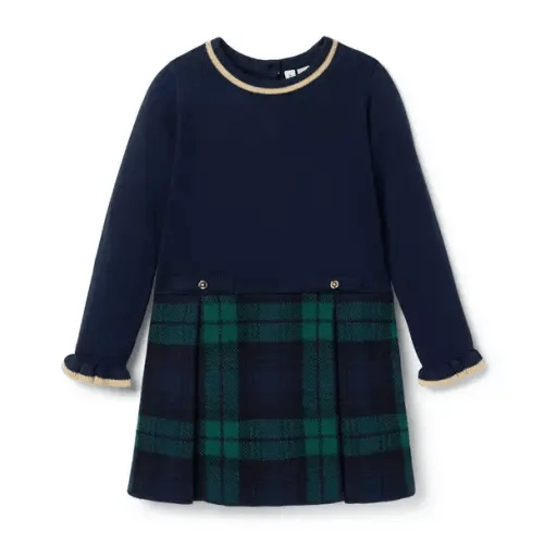 Girl Maritime Navy Tartan The Tartan Sweater Dress by Janie and Jack