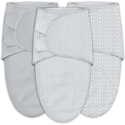 SWEET DOLPHIN 3-Pack Baby Swaddle Sleep Sacks - Newborn Swaddle Blanket with Soft Cotton - Ergonomic Wrap for Boys and Girls, 0-3 Months, Grey