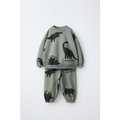 DINOSAUR SWEATSHIRT AND JOGGER PANTS SET - Matte green | ZARA United States