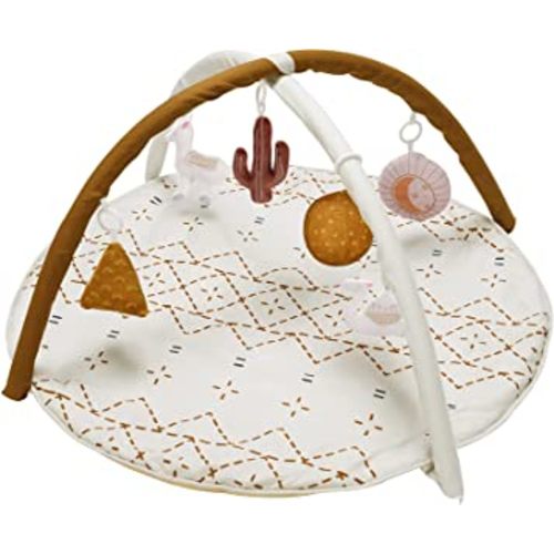Baby Play Mat, Macrame Activity Gym Stage-Based Sensory and Motor Skill Development Language Discovery Baby Play Gym and Playmats for Newborn with 6 Featured Toys Thicker and Non Slip Mat Washable
