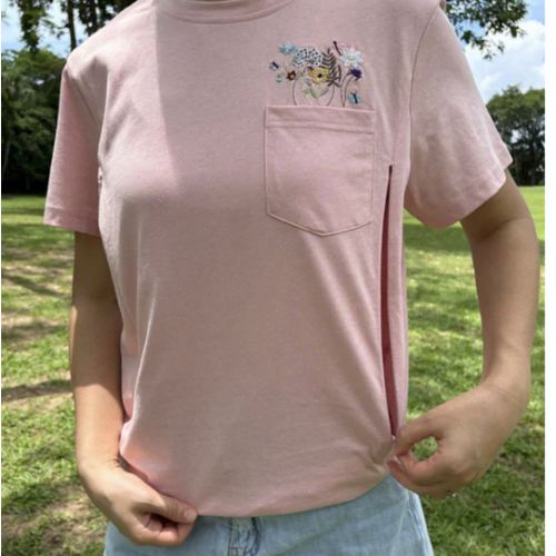 Embroidered Flower Pocket Nursing T-shirt