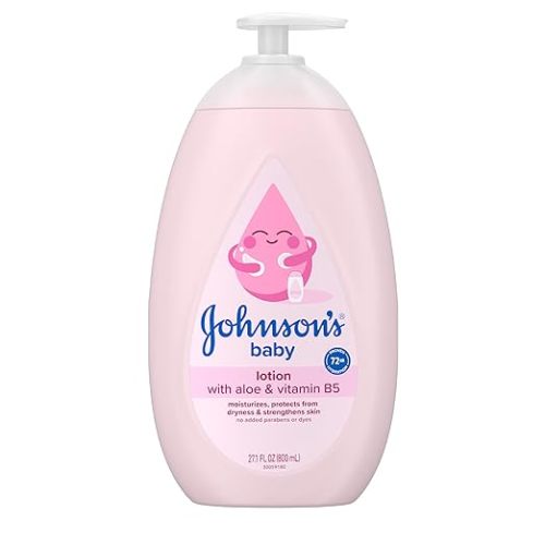 Johnson's Baby Lotion with Coconut Oil, Aloe Vera & Vitamin B5, 72 HR Hydration, Skin Moisturizer, Hypoallergenic, Safe for Newborn, Protects From Dryness &; Strengthens Skin, 27.1 fl. oz