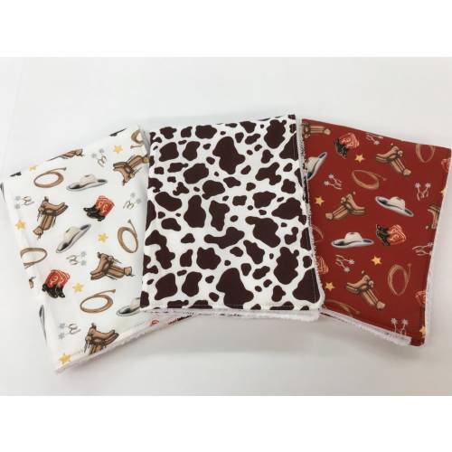 Cowboy Baby Burp Cloth Set, Western White Boots and Hats, Western Red Boots and Hats, Cow Print, Rodeo, Baby Shower Gift,