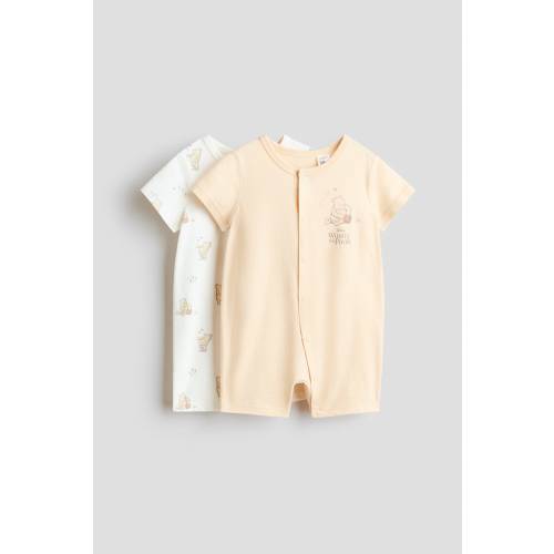 Light yellow/Winnie the Pooh 2-Pack Printed Cotton Pajama Jumpsuits for kids | H&M US, 6-9M