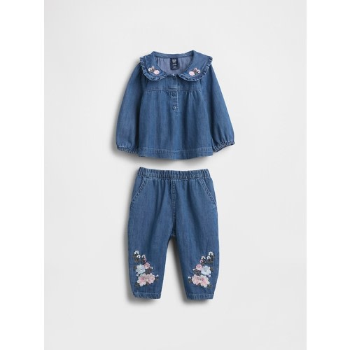 Baby Floral Denim Outfit Set