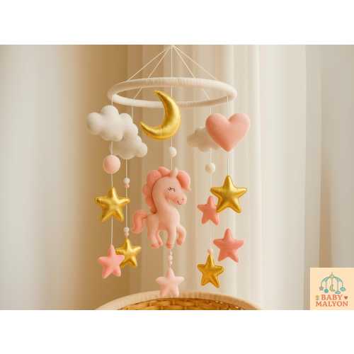 Unicorn Baby Mobile, Unicorn Nursery Decor, Baby Mobile Girl, Nursery Mobile, Cot Mobile, Crib Mobile, Mobile Hanging, Baby Shower Gift
