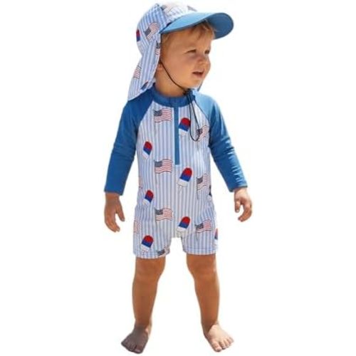 Hnyenmcko Baby/Toddler Boy Rash Guard Swimsuit Long Sleeve One Piece Zipper Swimwear Sunsuit Infant Bathing Suit Beachwear