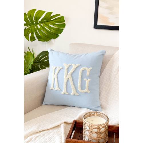 Custom Monogram Pillow Cover with Punch Needle Embroidery, Personalized Wedding Gift for Couple, Custom Monogram Gift, Wedding Pillowcase