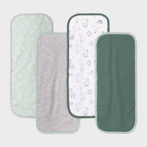 Baby 4pk 'Hello Happy' Burp Cloth - Cloud Island™ Dark Green