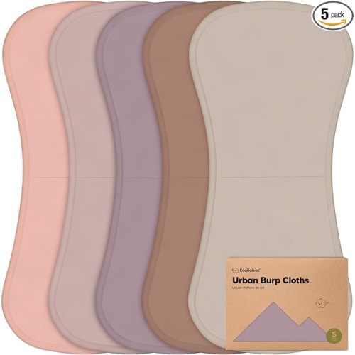 Organic Burp Cloths Baby Boy & Girl - 5-Pack Super Absorbent Cotton Burping Cloths for Babies, Soft & Plush Newborn Spit Up Rags, Infant Towels for Milk Spit Up, Unisex, Large 21" x 10" (Mauve)