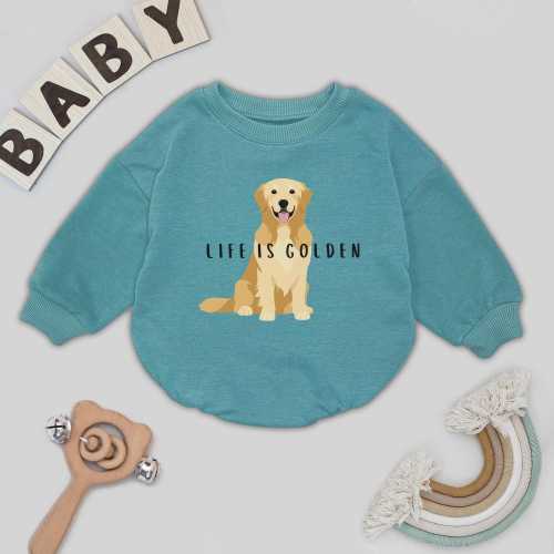 Life Is Golden Retriever Romper, Golden Retriever Mom Outfit, Dog Lover Romper, Cute Golden Retriever Gift , Golden Dog Clothes for Baby