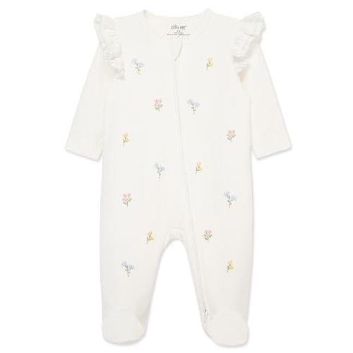 Little Me Clothes for Baby Girls' 100% Cotton Scratch-Free Tag Footie Sleeper, Preemie to 9 Months