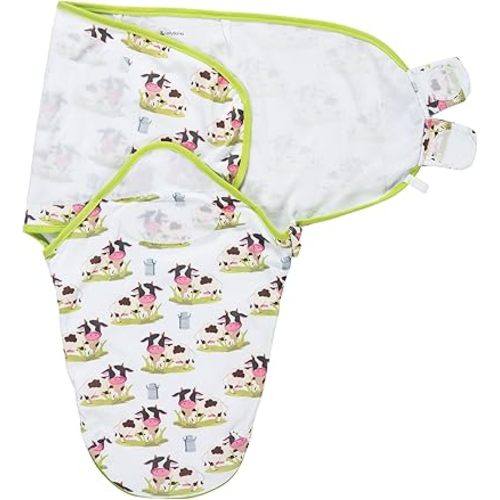 LollyBanks Baby Swaddles, 100% Organic Cotton Swaddle for Newborns Boys and Girls, 3-6 Months Swaddle Sacks with Easy Change Zipper, Baby Registry (Cow Print)