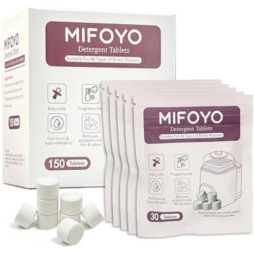 150PCS Baby Bottle Washer Detergent Tablets, Detergent Soap Tablets for All Brands Momcozy Baby Brezza Papablic Bottle Washers, Bottle Cleaning Tablets, Bottle Washer Tablets, 30 Count per Bag