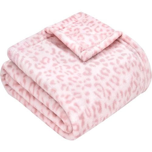 Yurhap Leopard Print Baby Blanket Fleece Baby Blankets for Girls, Ultra Soft Cozy Fluffy Infant Toddler Newborn Receiving Blankets for Crib Stroller, 30"x40", Light Pink
