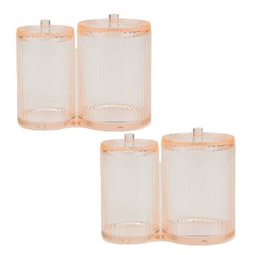 Trio Home 2-Compartment Multi-Purpose Storage Organizer Holder With Lids For Cotton Ball, Q-Tip, Pads, Floss, Bathroom, Makeup, Vanity