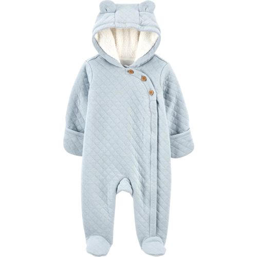Carter's Baby Girls' and Baby Boys' Newborn-9M Hooded Quilted Pram Sleep & Play