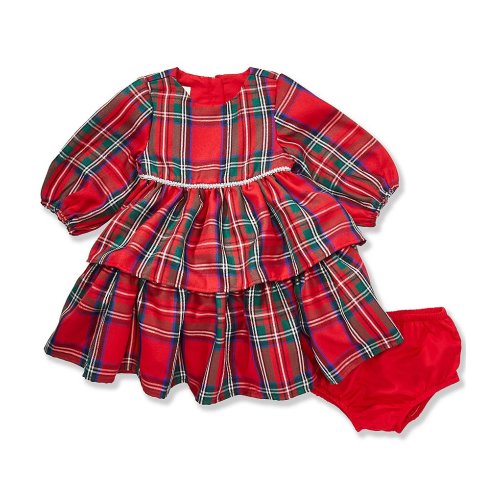 Pippa & Julie Baby Girls Long-Sleeve Jo Plaid Fit-And-Flare Dress