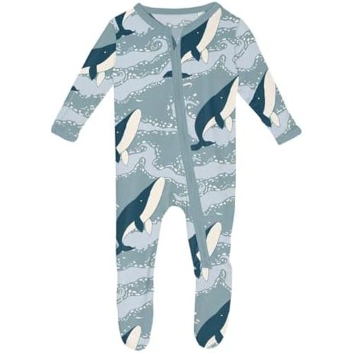 KicKee Print Footies with Zipper, Super Soft One-Piece Jammies in Our Nautical Mini Seasonal Prints