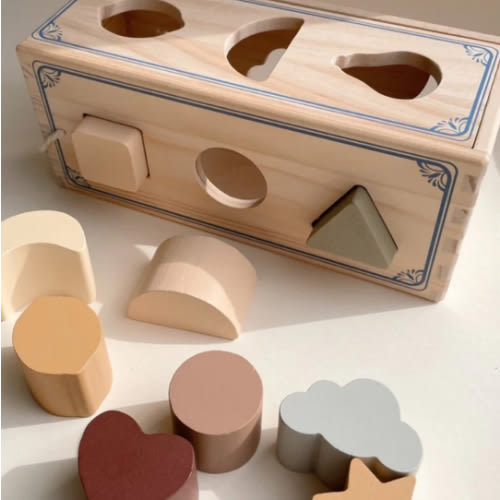 Vintage-Inspired Wooden Shape Sorter – Classic Educational Toy – Playroom Collective
