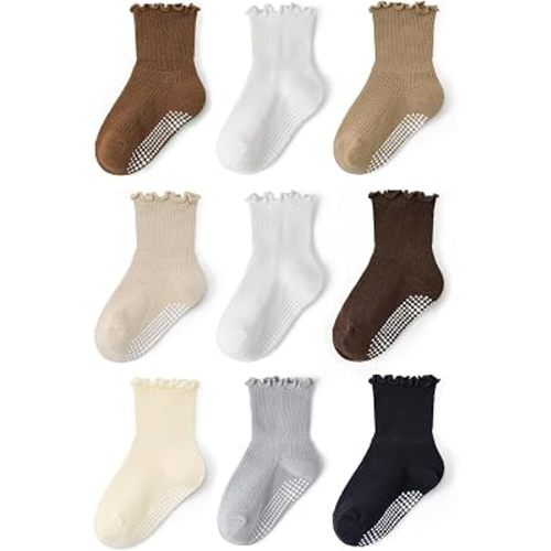 Baby Toddler Essentials Non-Slip Crew Socks for Unisex Boys Girls