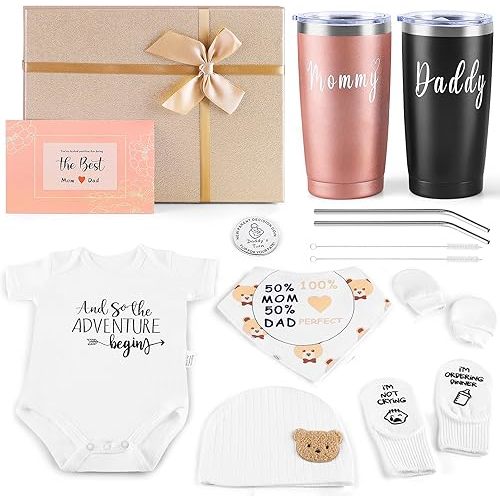 New Mom Gifts for Women, Best Pregnancy Gifts Basket for New Parents, Gender Reveal Ideas Gift Set for First Time Mom & Dad Expecting Parents to Be Gender Reveal Baby Shower Newborn Baby Boy or Girl