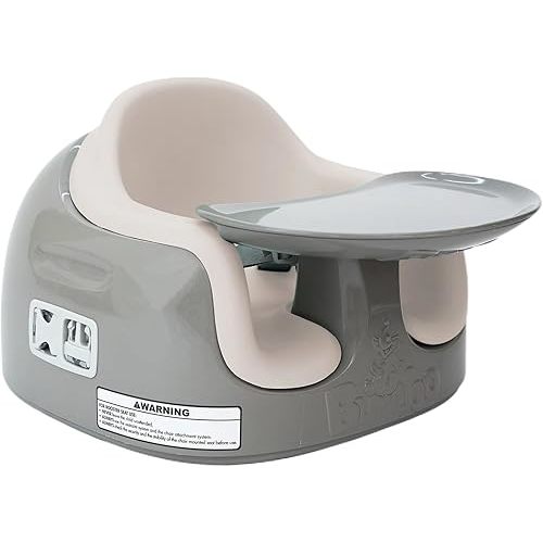 Bumbo 3-in-1 Multi-Seat for 6 to 36 Months, Travel Baby Feeding & Play Floor Seat, All-in-One Portable Booster with Tray & Toddler High Chair, Breige/White Sand