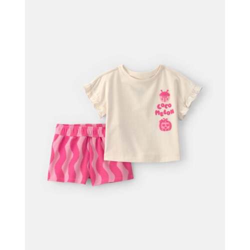 Baby Girl 2-Piece CoComelon Short-Sleeve Top & Short Set - Pink/Ivory | Carter's