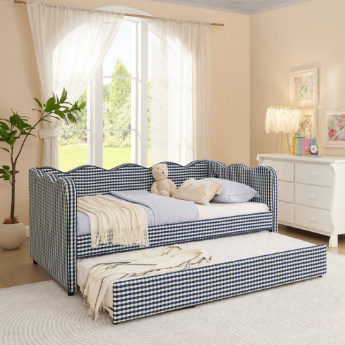 Ophelia & Co. Cozy Gingham Daybed With Trundle Sofa Bed No Box Spring Needed & Reviews | Wayfair