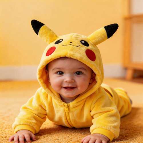 Baby Pikachu Onesie, Pokemon Baby Costume, Infant Flannel Romper, Cute Baby Shower Gift, Gender Neutral Baby Clothes