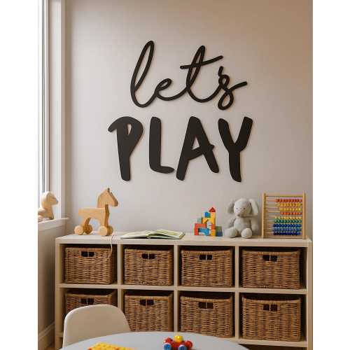 Let's Play Wooden Wall Sign: Kids Playroom & Nursery Decor