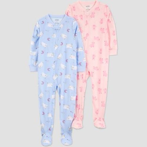 Carter's Just One You® Toddler Girls' 2pk Poly Pigs and Sheep Pajama Set - Pink/Blue 12M