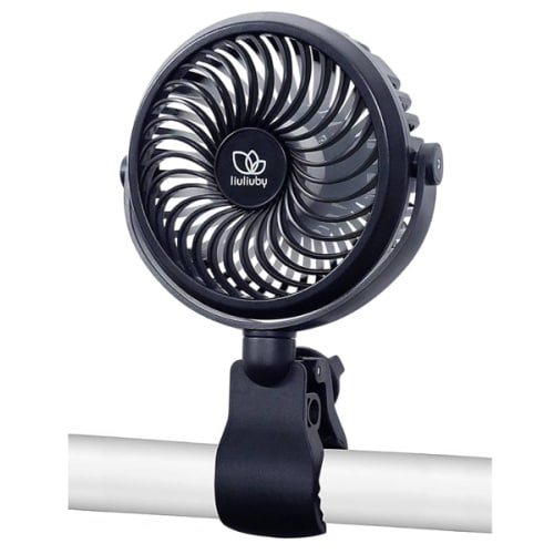 liuliuby Baby Stroller Fan with Clip | Clip On Fan for Baby Car Seat | Portable & Rechargeable with Durable Clamp | Stroller Accessories | Small Cooling USB Chargeable Battery (Jet Black)