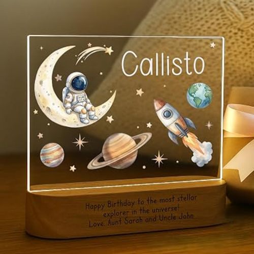 Space Night Light for Kids, Personalized Baby Night Light for Boys