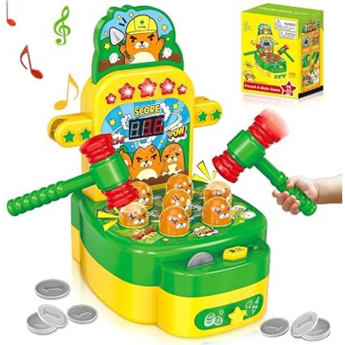 Amoyasite Mole Whack Game for Kids, Arcade Game Toy for Kids Ages 3+, Mini Electronic Hammering Interactive Pounding Game, Cartoon Cute Style Halloween Toy, Gift for Toddler Boys Girls