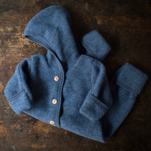 Baby Merino Wool Fleece Suit - Blue Melange