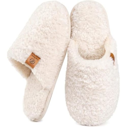 EverFoams Women's Fuzzy Slippers Warm Cozy Memory Foam Indoor House Shoes | Comfy,Soft,Lightweight,Breathable,Cloud,Non-slip,Machine-washable,Anti-slip Sole,Gift,Home