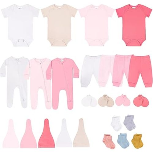 Baby Layette Set for Girls, Newborn to 6 Months Baby Clothes, 27 Piece Sets for Newborn Essentials