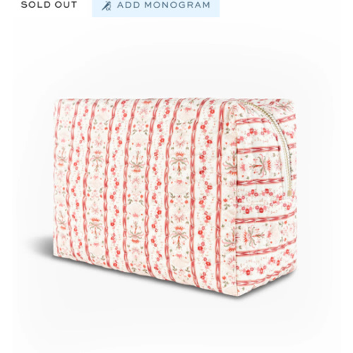 The Quilted Cosmetic Bag - Blue Vine Stripe