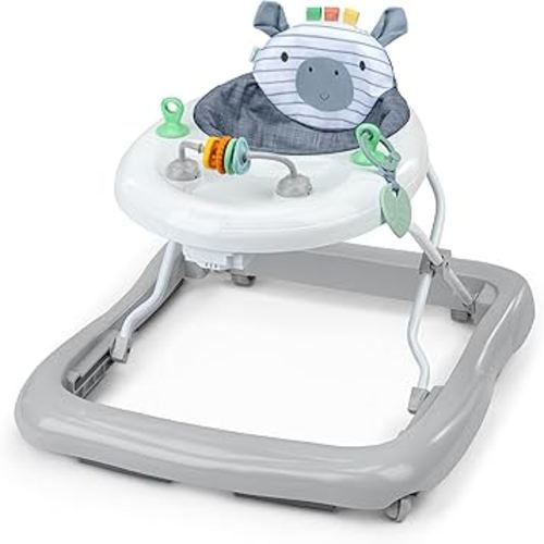 Ingenuity Smooth Strides Activity Baby Walker - Chambray, Developmental Walker, 3 Adjustable Heights, Toys Included, 6M-12M
